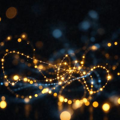Primary subject: Lights
Setting/background: Dark background
Visual style: Digital art
Colors and mood: Yellow and blue